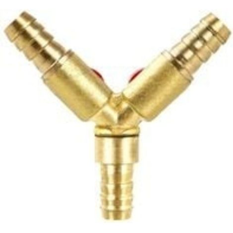 Y Connecteur de tuyau 3 voies séparateur, alliage de laiton et de zinc, 10 mm valve à bille pour eau, huile et gaz pour arrosage de jardin(1 pièce)