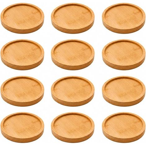 Dessous de Verre Bois 9.5cm en Bambou Naturel pour Tasses Boissons (1/5)