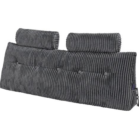 VEVOR Cuscino per Testiera, Cuscino a Cuneo Queen Size da Letto con 2 Tasche Laterali 2 Poggiatesta, Supporto a Cuneo per Letto Tessuto di Flanella Lavabile, Supporto Lombare per Leggere, Riposare