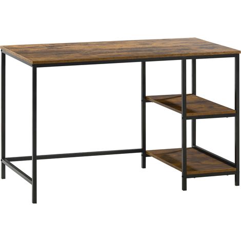Brooklyn Computer Desk PC Laptop Table 2 Shelf Shelving Storage Home Office Study, Dark-Wood (1/5)