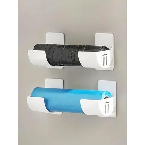 Juego de 4 estantes de cocina - Accesorio de almacenamiento - No requiere taladro, con ganchos adhesivos para bolsas y papel de aluminio. Ideal para cocinas modernas. Negro. 30 x 10 cm. (1/5)