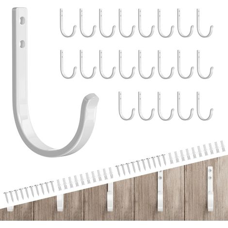 Ganci da parete per appendere asciugamani/giacche - ganci in metallo a vite da 10 kg, adatti per montaggio a parete, esterni, in armadi, porte, bagni, possono appendere zaini, accappatoi, bianchi, con (1/5)