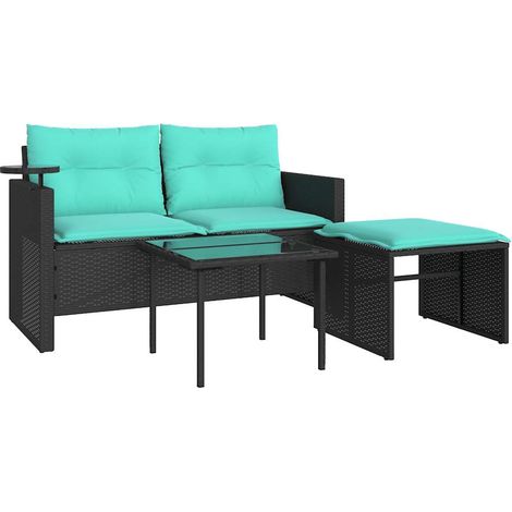 Maison Exclusive - Set Divani da Giardino 3 pz con Cuscini Nero in Polyrattan