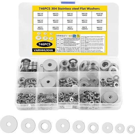Rondelles Inox, 746 Pcs, M2-M10, Plates, Blocage (1/5)