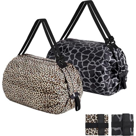 Sac de courses, 2 modèles, pliable, avec fermeture éclair, poches de rangement robustes, supporte 15 kg, grande capacité, sac à linge, voyage, supermarché (1/4)