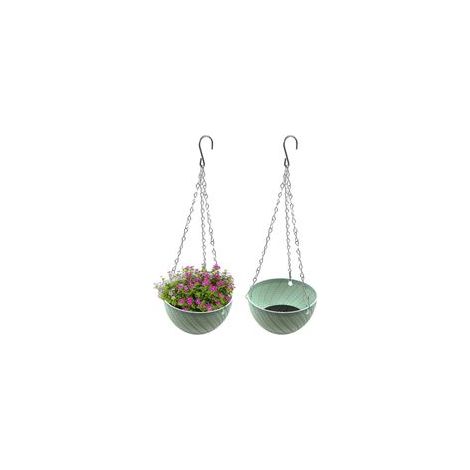 Pots de fleurs suspendus en plastique – Lot de 2 – Avec trous de drainage pour aération – Pour balcon et jardin intérieur extérieur (1/5)