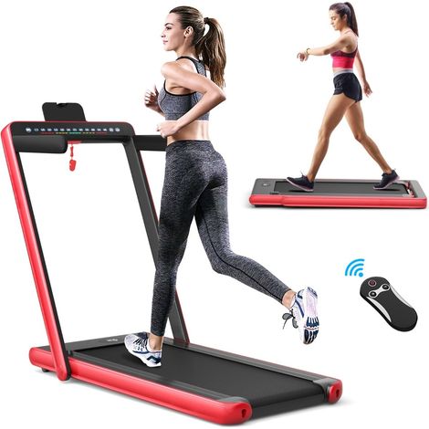 Tapis roulant pieghevole 2 in 1 con doppio display LED, rosso