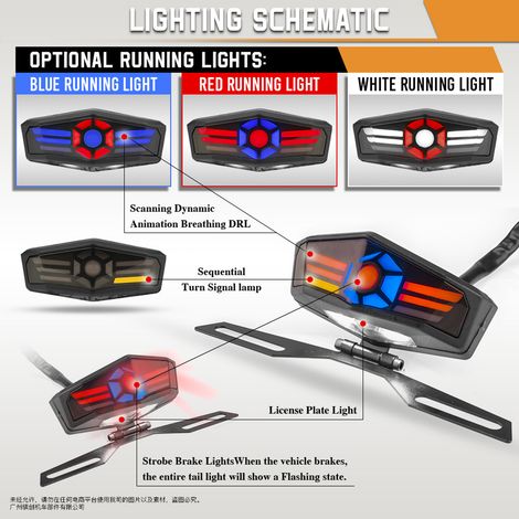 Accessori per la modifica della moto: fanale posteriore a LED integrato con indicatore di direzione, luce targa, respirazione dinamica, da corsa