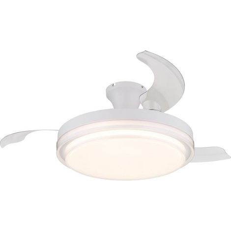 Ventilateur de plafond 3 pales avec LED réglable en intensité et température de couleur (2700–6500 K), télécommande + minuterie, finition blanc mat (1/5)
