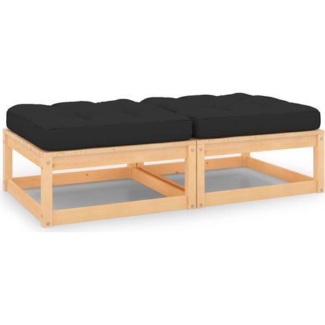 Lot de 2 Canapés de jardin avec coussins Canapé Repose-pied relax - Pin massif BV921967 - BonneVie (1/5)