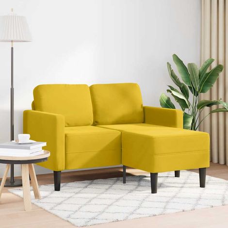 2-Sitzer-Sofa mit Chaiselongue L-Form Gelb 125 cm Samt