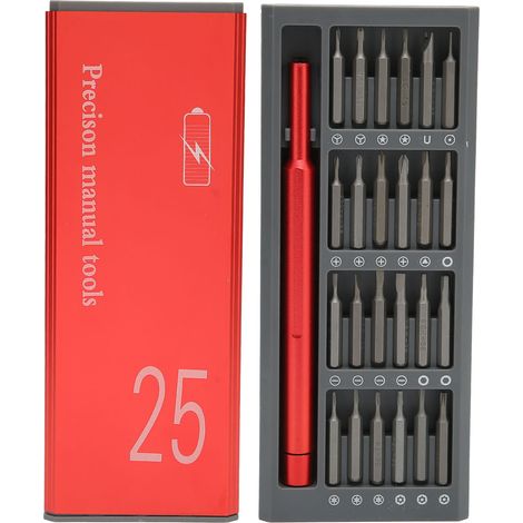 Kit de tournevis 25 en 1 métal portable, taille poche, outillage de réparation et démontage compatible smartphones, tablettes, ordinateurs portables (1/5)