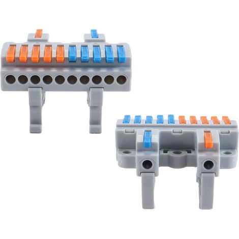 Lot De 10 Borniers Pour Rail DIN, Connecteurs De Fils D'épissure DIY Pour Circuits En Ligne 0,75-4 Mm² Pour Fils Électriques (2 Entrées, 10 Sorties) (1/5)