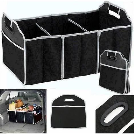 BEBUSINGOTO Organisateur de coffre de voiture, sac de rangement de coffre, sac de courses pliable, sac de voyage robuste pour voitures, camionnettes, camions (noir) (1 pièce) (1/5)
