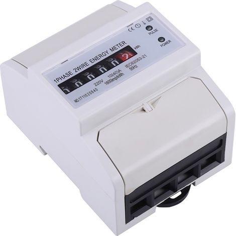 Compteur d'énergie électrique monophasé sur rail DIN, 2 fils, 10(40)A, affichage kWh (1/5)