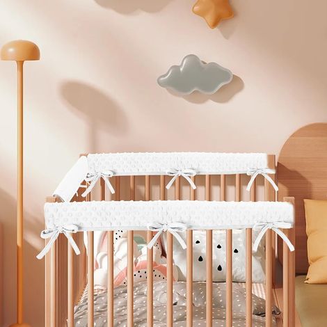 Protection des Bords de lit pour lit d'enfant, Protection pour Cadre de lit, Bordures de lit de bébé, Amovible, Lavable, Protection des Bords et Protection des (Blanc) (1/4)