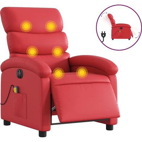 Maison Exclusive - Massagesessel Elektrisch Rot Kunstleder