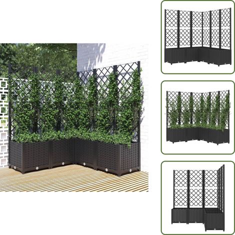Pflanzkübel mit Spalier Schwarz 120x120x136 cm PP - Blumentopf - Kübel - Gartendekoration - Rankhilfe - Polypropylen (1/5)