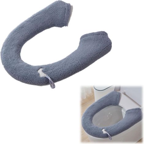 (Gris Foncé)Housses de Siège de Toilette avec Bouton,Housse de Siège de Toilette,Coussins de Siège de Toilette,Housses de Siège de WC,Lavable Réutilisable Housse de Siège de WC,Toilet Seat Cover