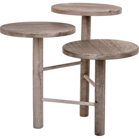 Soporte de madera para 3 macetas blanco d25x40/35/30 (1/5)