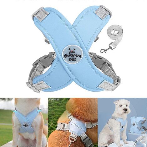 Harnais pour chien anti-traction avec laisse, anneau en D métallique, gilet réfléchissant pour animaux, anti-étranglement - Rose (1/4)