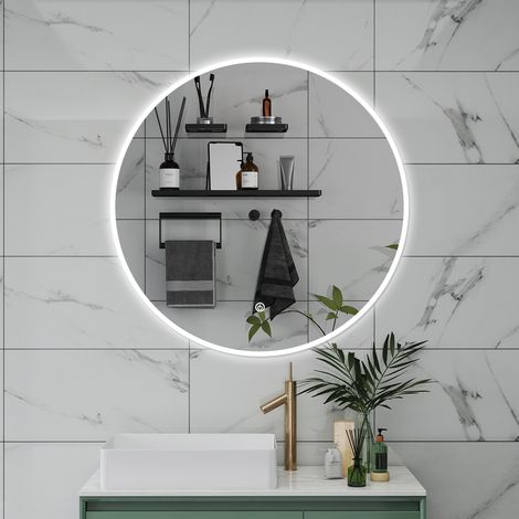 SPECCHIO DA BAGNO ROTONDO CON LED 90 X 90 CM, ANTIAPPANNAMENTO, INTERRUTTORE A SFIORAMENTO (1/5)