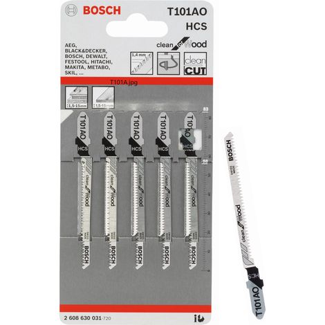 Bosch T 101 AO Clean Wood Jigsaw Blades - Pack of 5