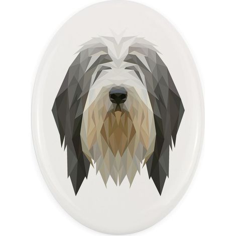 Collie barbuto, Collie delle Highlands - una targa geometrica con foto e iscrizione di Art-Dog (1/4)