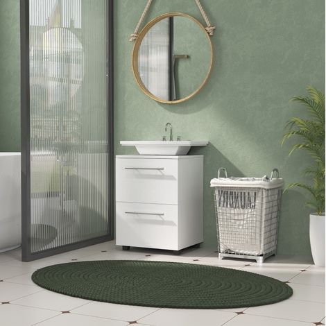 Mobile bagno sotto lavabo con cassetto, ritaglio a U, 41,5 x 35,5 x 59 cm, bianco DESVIAE (1/5)