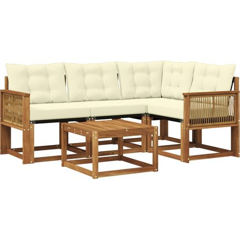 Outdoor Sofa Set with Cushion 5 pcs Natural and Cream vidaXL (1/5)