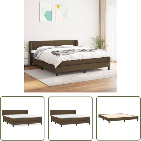 The Living Store Boxspringbett mit Matratze Dunkelbraun 160x200 cm Stoff - Boxspringbett - Doppelbett - Bettenrahmen - Lattenrost - Matratze (1/5)