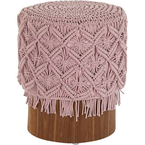 Reposapies Algodon Madera 43X43X51 Macrame MB200161 (1/3)