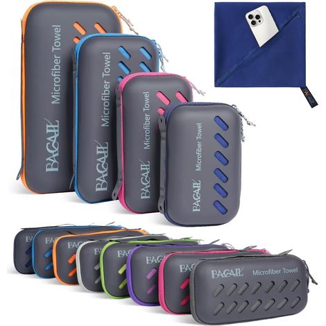 Serviette de Voyage en Microfibre, pour le Camping, la Natation et la Plage, Séchage Rapide - Absorbante - Compacte, pour le Sport, la Gym, le Yoga et les Randonnées (1/5)
