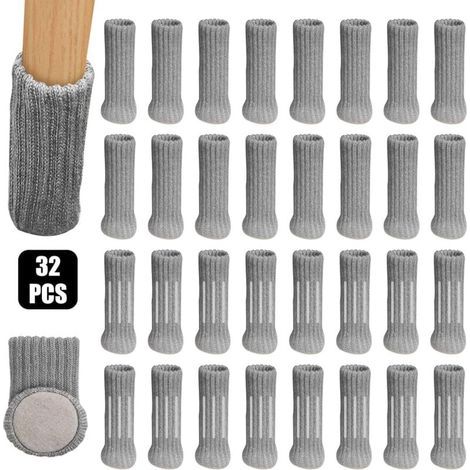 (Gris)32Pcs Chaussettes de Chaise Mobilier en Feutre pour Pieds de Chaise,Table mobilier Tampons Plancher Protège,Évitez Les Rayures et Le Bruit (1/4)