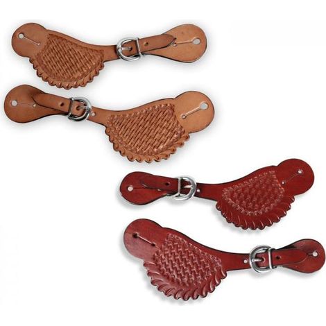 Châtaigne Marron - Porte-barre western en cuir avec vannerie modèle Virg (1/3)