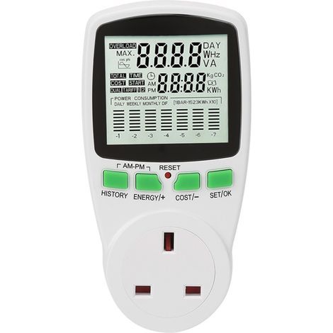 0-16A Energiemonitor, intelligenter Stromzähler (0,000 kWh-9999 kWh) für 230-V-Stecker (UK) (1/5)