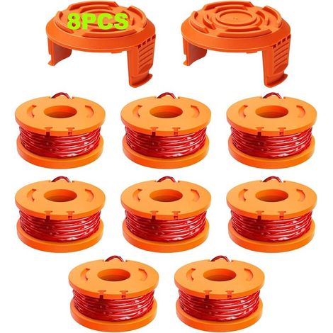 10 piezas de hilo para desbrozadora compatibles con desbrozadoras, Ø 1,65 mm y carrete de 3 m de hilo para desbrozadora, hilo de repuesto para el carrete y tapa protectora (8 piezas de hilo para desbr (1/5)