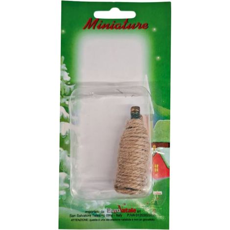 Bottiglia Per Vino in plastica e corda per personaggi presepe e  pastorelli H 6 cm
