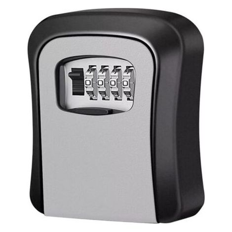 Boîte à clés murale à code, gris, boîtier sécurisé sans installation, rangement pratique pour clés domestiques, fixation murale, 1 pièce (1/5)
