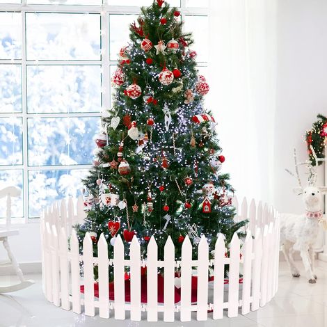 28 Pcs White Plastic Fence Christmas Tree Fences Mini Fence Decoration for Home Garden Christmas Wedding Party, 11.8 Inches (1/5)