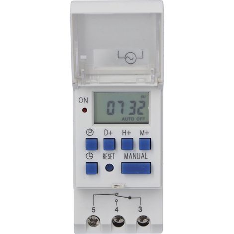 THC15A Minuterie Programmable Rail DIN Relais Temporisé LCD Interrupteur pour Éclairage Public Néons 24V CC (1/5)