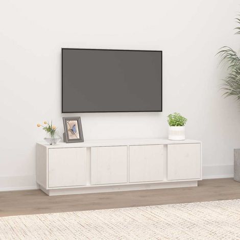 vidaXL Mueble de TV madera maciza de pino blanco 140x40x40 cm (1/5)
