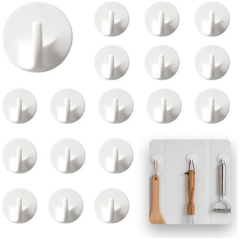 BUNTHAUS Lntyq Lot de 12 crochets adhésifs blancs - Pour salle de bain, chambre à coucher, cuisine, bureau (1/5)