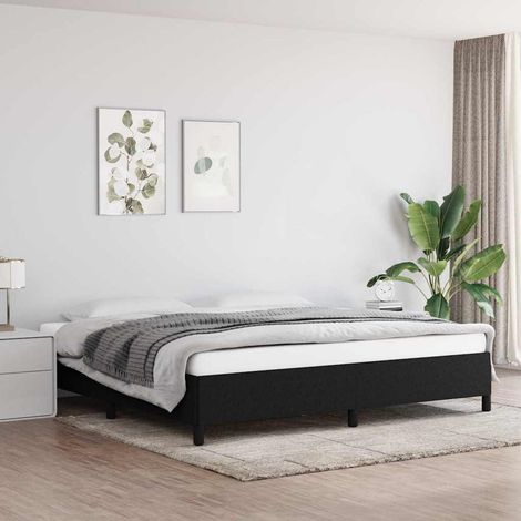 Lit double pour adulte - Cadre de lit Noir 200x200 cm Tissu BV764931 - BonneVie (1/5)