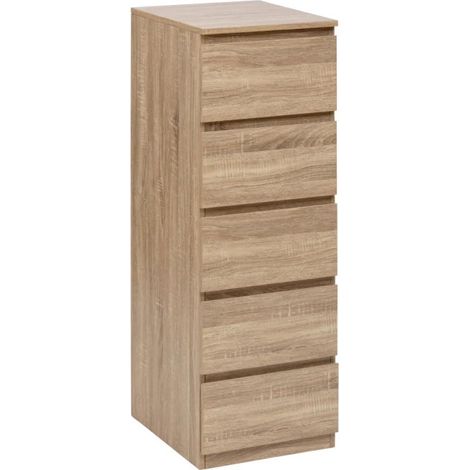 5Five Simply Smart – Chiffonnier 5 tiroirs 115cm – Panneaux de particules – Couleur naturelle – Label FSC pour un intérieur éco-responsable