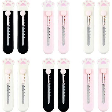 ouvre-lettre De Coupe-bote 12pcs (rose, Blanc, Noir), Couteau Utilitaire Rtractable Portable, Couteau De Papeterie, Mini-couteau En Forme De Patte (1/5)