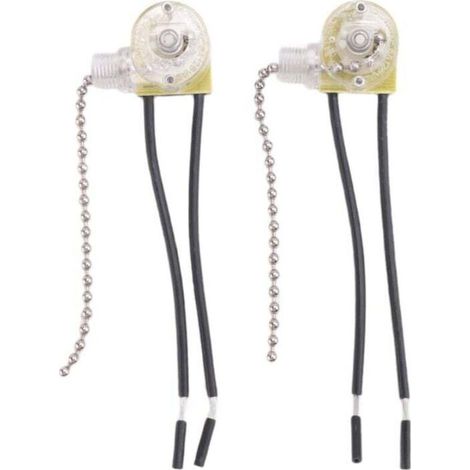 Interrupteur Ventilateur Plafond à Double Fils avec Cordon de Tirage pour Luminaires et Ventilateurs 2 Pièces Argent (1/4)