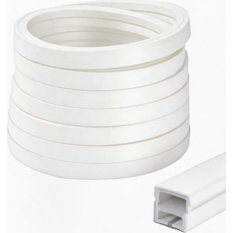 Profilé LED en silicone blanc 6 m, profilé LED flexible et diffuseur avec embouts et clips de montage, bande LED étanche 12 × 12 mm, pour plafond, mur, TV, panneau acoustique, éclairage (1/5)