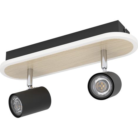 Spot LED au plafond Rimbocchi 2L - noir - aspect bois - 901632