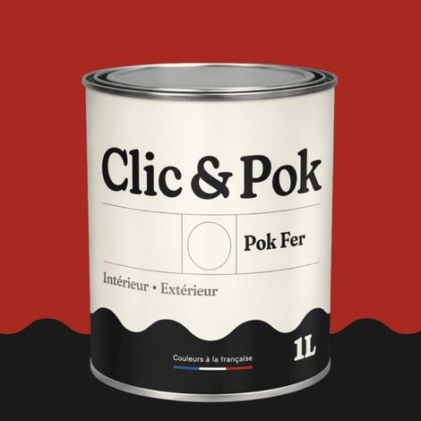 Peinture Fer Antirouille – Métal Extérieur Intérieur, Satinée, Protection Rouille - 1L - RAL 3000 - Rouge feu
